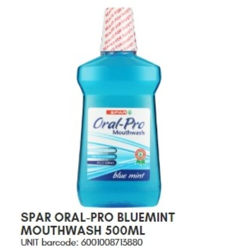 SPAR ORAL PRO M/WASH BLUE MINT 500ML(RF)